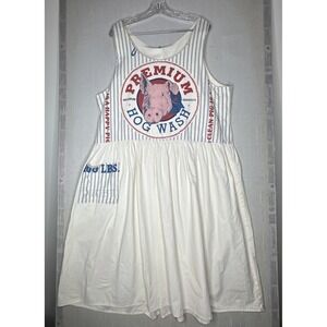 Vintage Repurposed Cotton 'Premium Hog Wash' Graphic Dress | No Size (~XL-XXL)